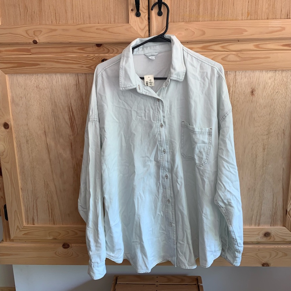 Aeropostale NWT pale blue button front shacket shirt size XL